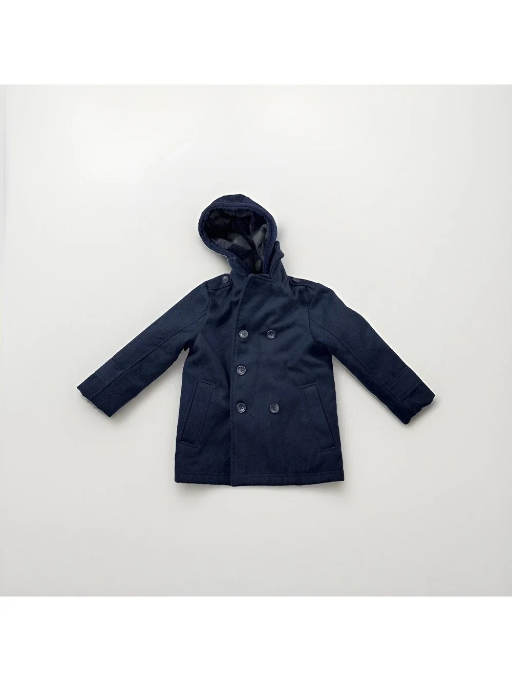 London Fog Gray Double Breasted Pea Coat Jacket Size 5 / 6 Pockets Lined